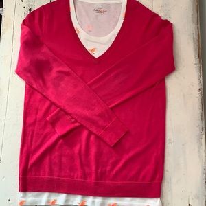 J. Crew V Neck Summer Sweater and Matching Tee